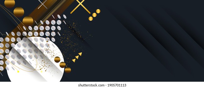 Una versión universal de la base para una Boda o elementos de oro de Navidad puntos círculos y líneas diseño fondo negro color brillante abstracto dorado