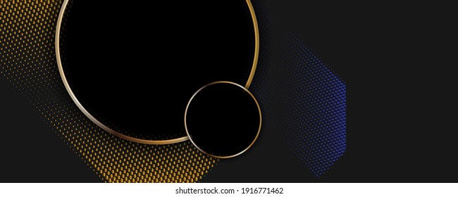 A universal version of the basis for a Wedding or Christmas gold elements dots circles and lines design black background abstract shiny color golden