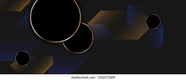 A universal version of the basis for a Wedding or Christmas gold elements dots circles and lines design black background abstract shiny color golden