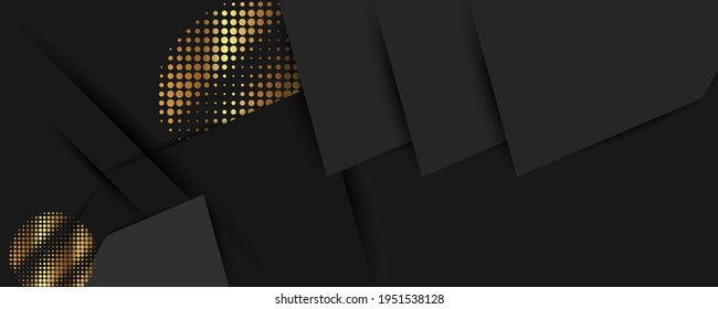 A universal version of the basis for a Wedding or Christmas gold elements dots circles and lines design black background abstract shiny color golden