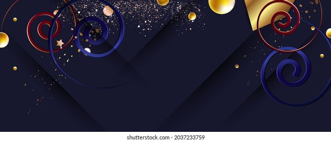 A universal version of the basis for a Wedding or Christmas gold elements dots circles and lines design black background abstract shiny color golden