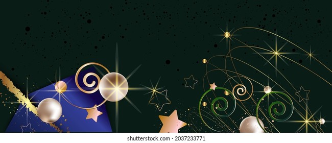 A universal version of the basis for a Wedding or Christmas gold elements dots circles and lines design black background abstract shiny color golden