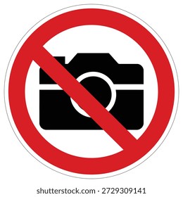 A universal warning sign indicating that photography is strictly prohibited, ideal for museums, private events, or sensitive locations.
