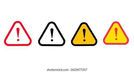 Universal Warning Triangle. Sign for General Hazards and Dangers. Alert for Safety Precautions. Vector Warning Sign Icon Set