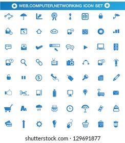 Universal Web, Computer, Networking blue style icon set,vector