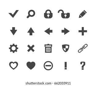 Universal web icon set, vector symbol in outline flat style isolated on white background.