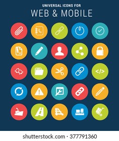 Universal Web Icons Set for Web and Mobile. 25 Icon Group. Flat icon group set. Vector icon set illustration