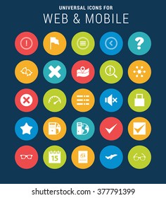 Universal Web Icons Set for Web and Mobile. 25 Icon Group. Flat icon group set. Vector icon set illustration