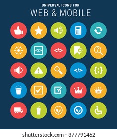 Universal Web Icons Set for Web and Mobile. 25 Icon Group. Flat icon group set. Vector icon set illustration