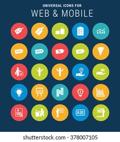 Universal Web Icons Set for Web and Mobile. 25 Icon Group. Flat icon group set. Vector icon set illustration