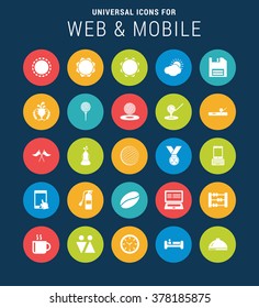 Universal Web Icons Set for Web and Mobile. 25 Icon Group. Flat icon group set. Vector icon set illustration