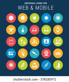 Universal Web Icons Set for Web and Mobile. 25 Icon Group. Flat icon group set. Vector icon set illustration