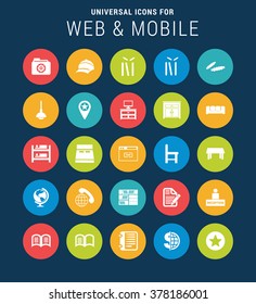 Universal Web Icons Set for Web and Mobile. 25 Icon Group. Flat icon group set. Vector icon set illustration