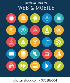Universal Web Icons Set for Web and Mobile. 25 Icon Group. Flat icon group set. Vector icon set illustration