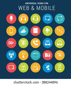 Universal Web Icons Set for Web and Mobile. 25 Icon Group. simple pictogram minimal, flat, solid, mono, monochrome, plain, contemporary style. Vector illustration web internet design elements