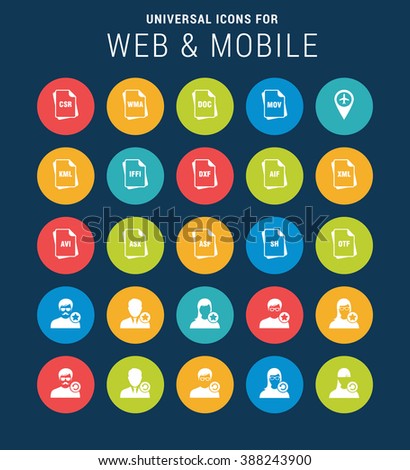 Universal Web Icons Set for Web and Mobile. 25 Icon Group. simple pictogram minimal, flat, solid, mono, monochrome, plain, contemporary style. Vector illustration web internet design elements