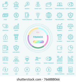 Universal Web And Internet Finance Line Icons Set. Web, Blog And Social Media Buttons. EPS10 Vector Illusitration Isolated On Background.
