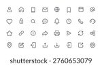Universal Web and Mobile UI Linear Icon Set. Essential Minimalist Interface Symbols for Website and App Design.