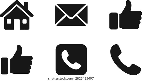 Universal website and social media interface glyph icons with interface communication feedback socialmedia application envelope telephone