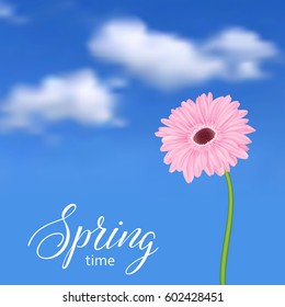 Universal white background with gerbera flower and place for text Vector illustration.