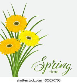 Universal white background with gerbera flower and place for text Vector illustration.
