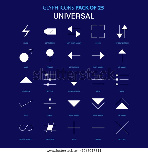 Universal \
White icon over Blue background. 25 Icon\
Pack