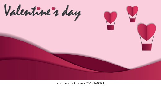 Universal wide banner, romantic Valentines Day quote card, postcard, invitation, banner template in pink and red. Color of the Year 2023 Viva Magenta