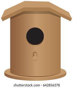 Universal wooden bird house for different species of migratory birds.