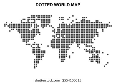 A universal world map vector infographic atlas design and arts. A modern Gray flat dotted world map vector showcasing continents, countries, and connections on white background. 