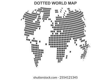 A universal world map vector infographic atlas design and arts. A modern Gray flat dotted world map vector showcasing continents, countries, and connections on white background. 