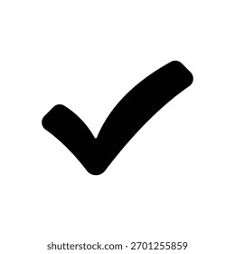 A universally recognized black checkmark symbol. Represents completion, correctness, approval, verification, and success. Clean, simple, and versatile.