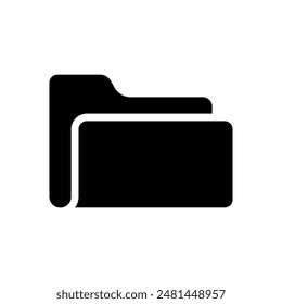 A universally recognized black folder icon, symbolizing file organization and management in digital interfaces.