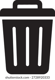 Un icono de papelera negra universalmente reconocido, perfecto para indicar funciones de eliminación, eliminación o reciclaje en interfaces digitales.