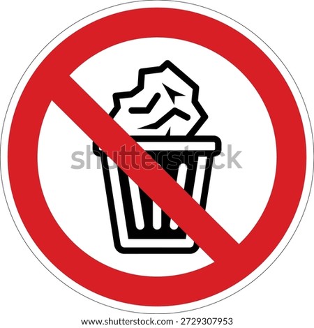 A universally recognized sign indicating that disposal of trash or littering is prohibited. Suitable for parks, public facilities, and clean environments.