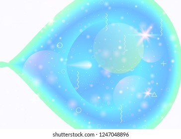 Universe background with galaxy and cosmos shapes and star dust. Holographic futuristic gradients. Fantastic space landscape with planets. 3d fluid with magic sparkles. Memphis universe background.