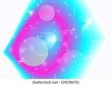 Universe background with galaxy and cosmos shapes and star dust. Holographic futuristic gradients. Fantastic space landscape with planets. 3d fluid with magic sparkles. Memphis universe background.