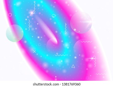 Universe background with galaxy and cosmos shapes and star dust. 3d fluid with magic sparkles. Holographic futuristic gradients. Fantastic space landscape with planets. Memphis universe background.