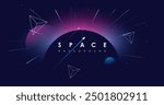 Universe background for presentation design. Brochure template with space elements. Minimalistic color space. Universe exploration concept.