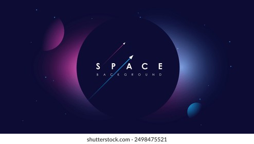 Universe background for presentation design. Brochure template with space elements. Minimalistic color space. Universe exploration concept.