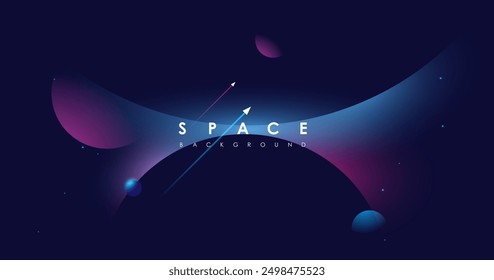 Universe background for presentation design. Brochure template with space elements. Minimalistic color space. Universe exploration concept.