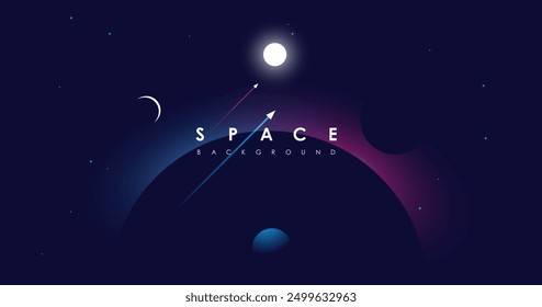 Universe background for presentation design. Brochure template with space elements. Minimalistic color space. Universe exploration concept.