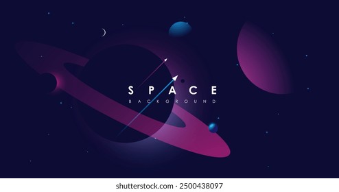 Universe background for presentation design. Brochure template with space elements. Minimalistic color space. Universe exploration concept.