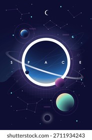 Fondo del universo para el diseño de la presentación. Plantilla de folletos con Elementos espaciales. Espacio de color minimalista. Concepto de exploración del universo.