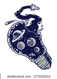 the universe and bulb vector illustration