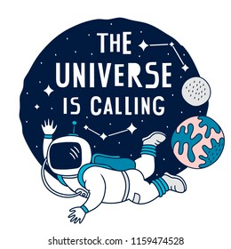 The universe is calling. Space theme vector illustrations.