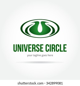 universe circle abstract green vector logo design template paper creative office icon business company symbol concept