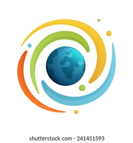 Universe Earth Planet Abstract Vector Logo