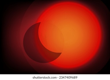 Universe, Earth and Sun Lunar Warming Cloudy Crescent Flame Natural planets on black background. Vector Eps 10