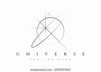 Universe Eclipse Sacred Geometry Logo Mystical Tattoo Symbol Business Boutique Fashion Spirituality