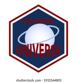 Universe exploring - icon . Planet in orbit - vector. Space exploration. Mission Mars